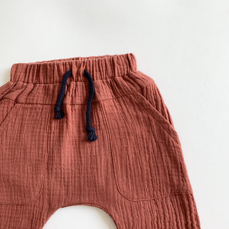 Boys Solid Color Drawstring Pants