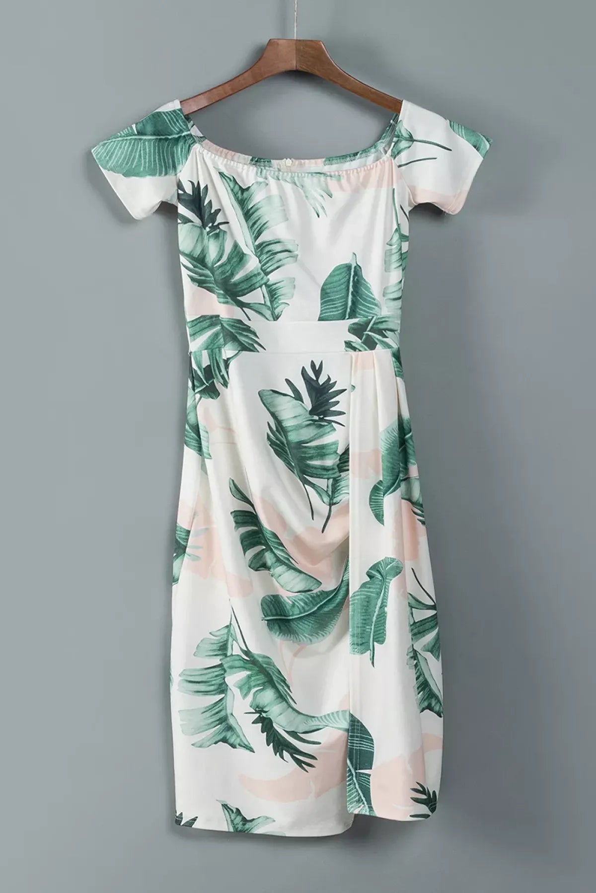 Floral Print Short Sleeve Off Shoulder Dress
