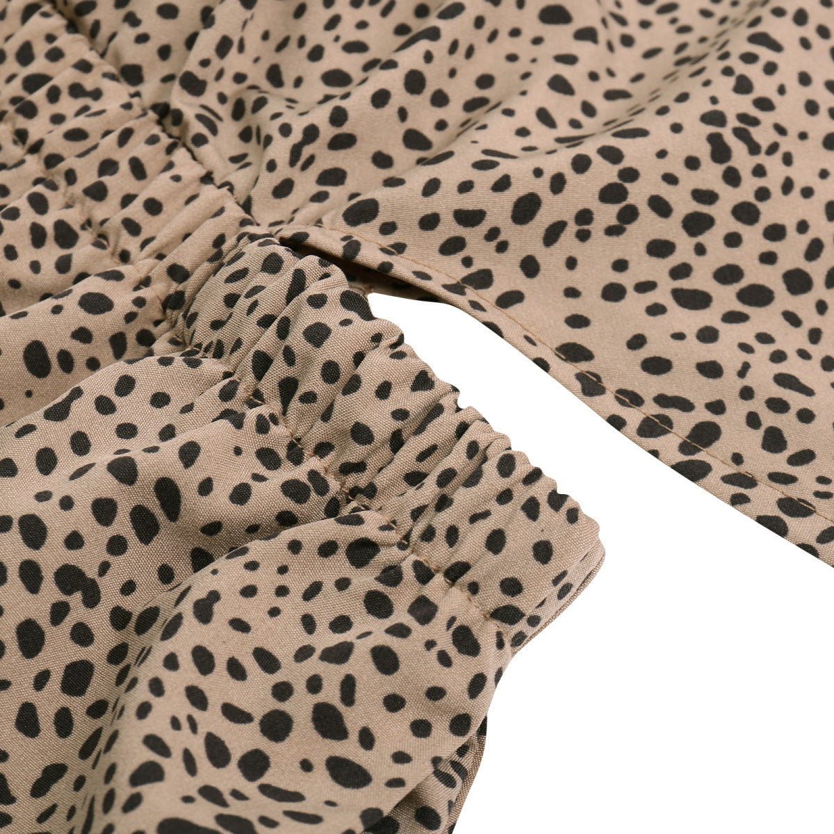 One-Shoulder Flare Sleeve Leopard Jumpsuit