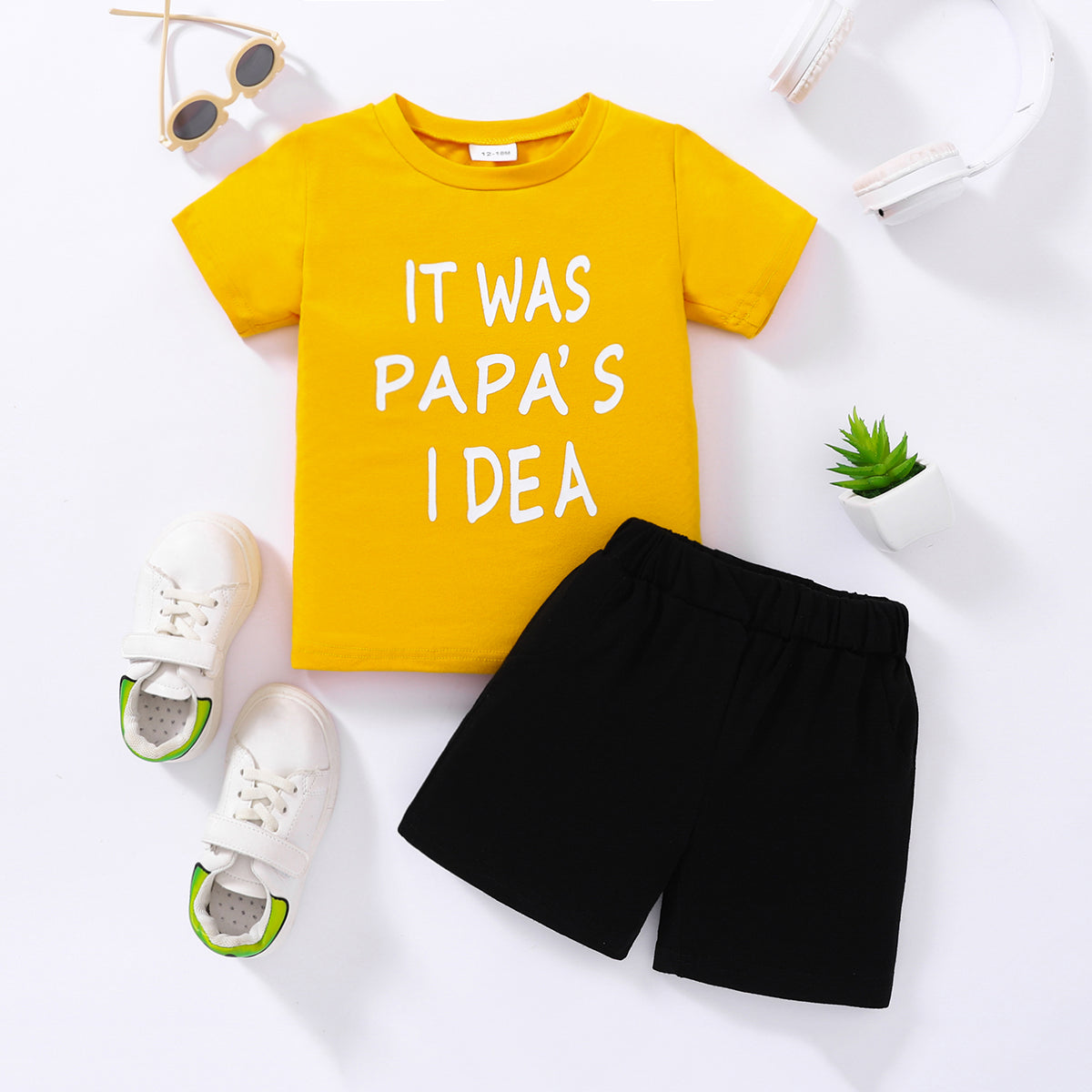 Kids IT WAS PAPA&#39;S IDEA Graphic Tee and Shorts Set