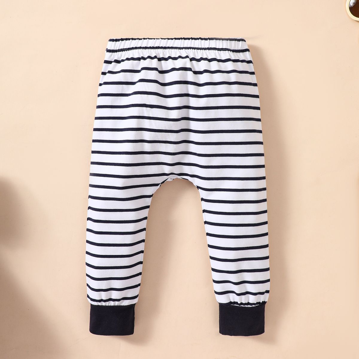 Baby Elephant Graphic Top and Striped Pants Set
