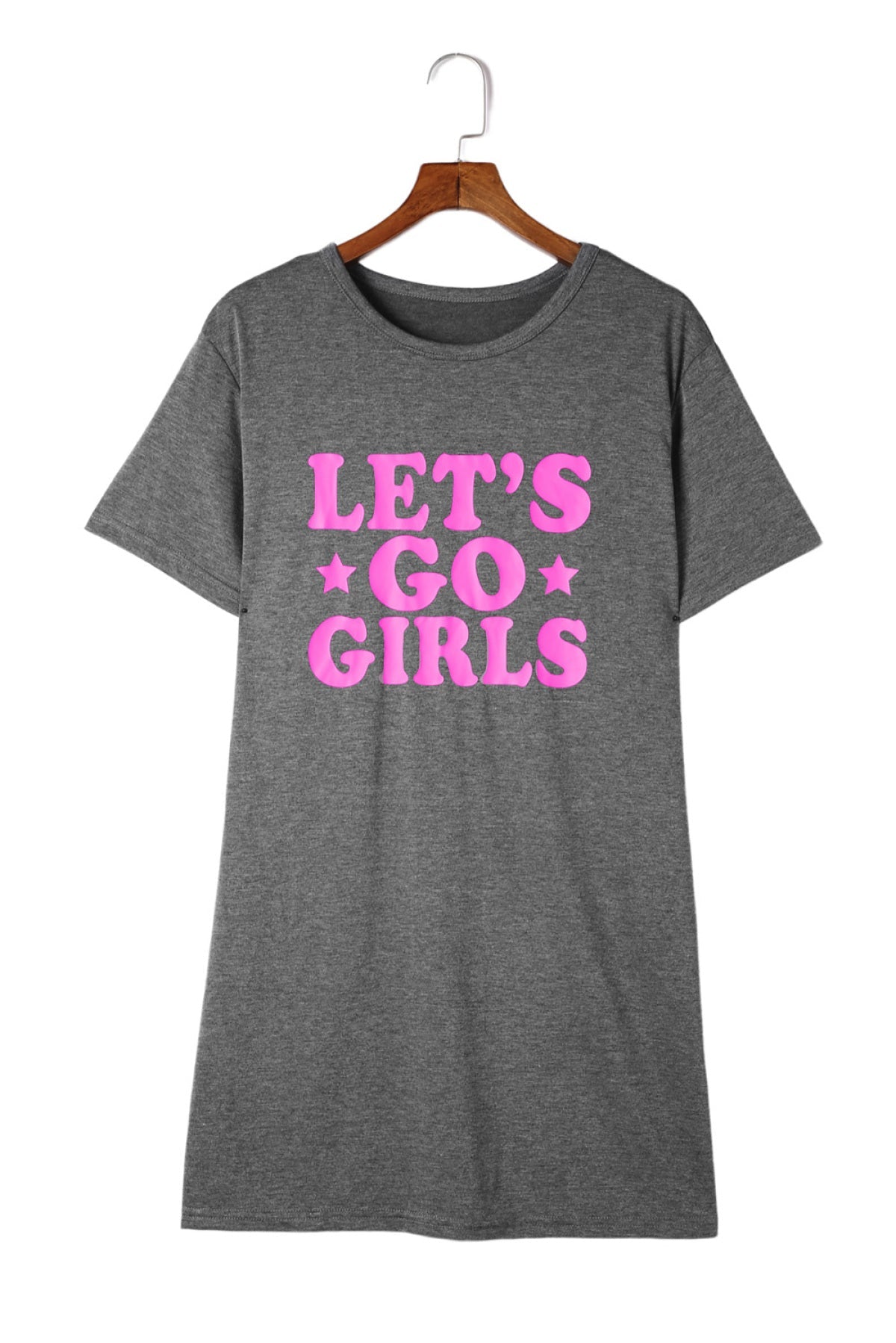Round Neck LET&#39;S GO GIRLS T Shirt Dress
