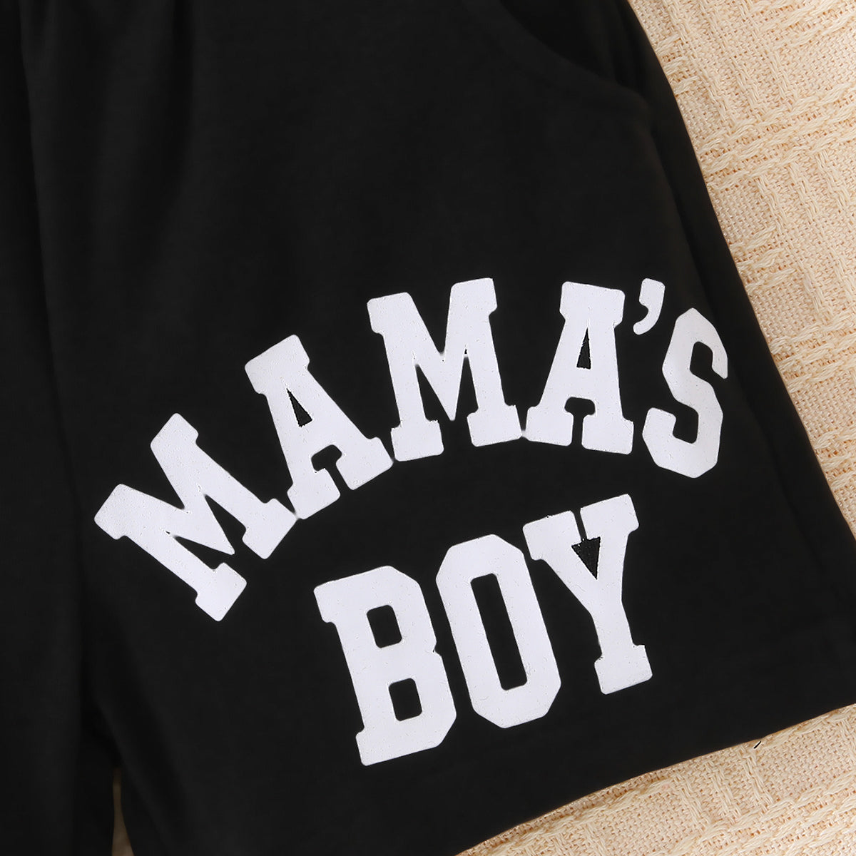 Kids MAMA&#39;S BOY Graphic Short Sleeve Hoodie and Shorts Set