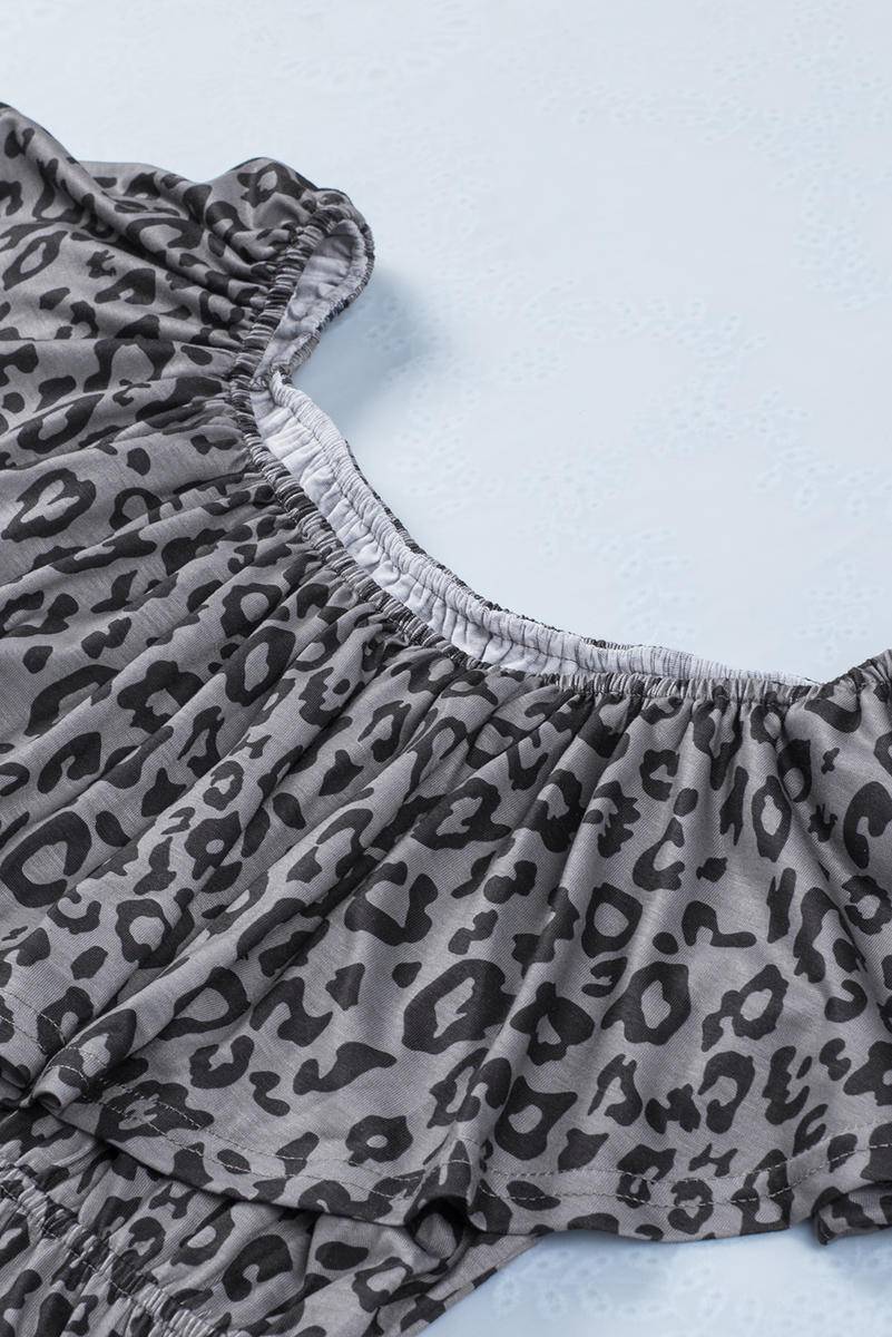 Leopard Off-Shoulder Romper With Pockets