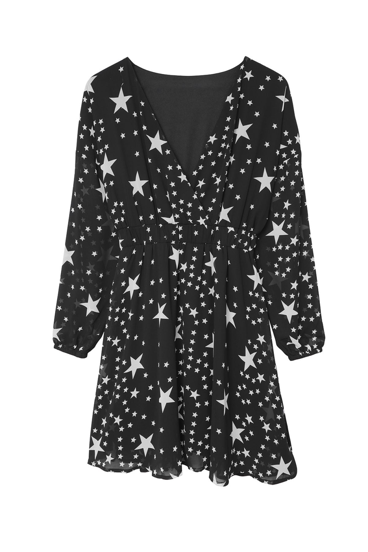 V Neck Star Pattern Tunic Dress