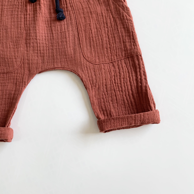 Boys Solid Color Drawstring Pants