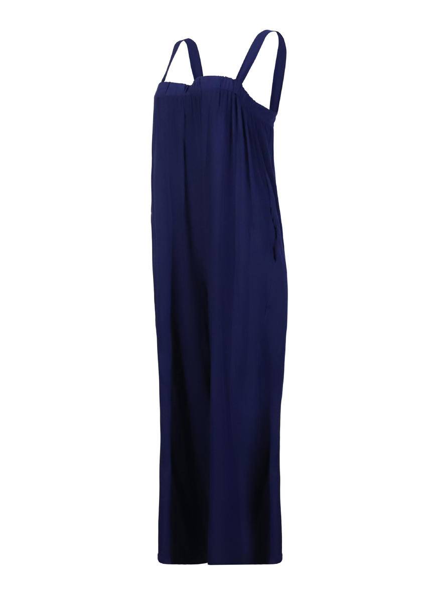 Solid Loose Strap Wide Leg Jumpsuit with Pockets